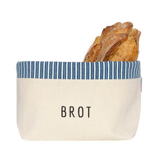 Laden Sie das Bild in den Galerie-Viewer, Brotkorb und Brottasche aus Baumwolle, Motiv "Streifen Blau"