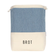 Laden Sie das Bild in den Galerie-Viewer, Brotkorb und Brottasche aus Baumwolle, Motiv "Streifen Blau"